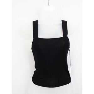 Leith Tank Top Black Viscose Size XS Black Strappy Fitted Knit